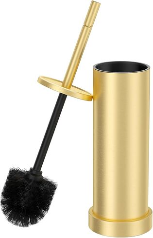 Toilet Brush and Holder Set: 304 Stainless Steel Brushed Gold Toilet Bowl Brush and Holder with Removable Inner Bowl and Splash Protection, Heavy Duty Long Handle Bathroom Cleaning Tool in Kuwait