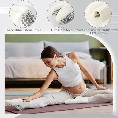 جوارب Jspupifip اللطيفة للبيلاتيس للنساء جوارب يوجا غير قابلة للانزلاق جورب طاقم مكشكش مطرز للتمرين حافي القدمين in Saudi Arabia