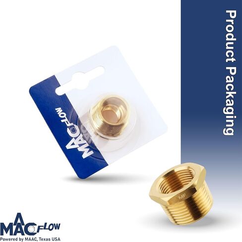 MAACFLOW نحاس 1/2 بوصة ذكر NPT إلى 1/4 بوصة أنثى NPT محول مخفض جلبة سداسية (خيط OD 0.81 بوصة - ID 0.44 بوصة) (عبوة من 1) in Kuwait