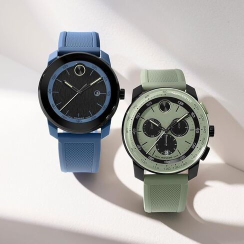 Movado Bold Men's Watch - Swiss Quartz Chronograph, Silicone Strap,Tachymeter Bezel - Modern, Sporty Luxury Fashion Timepiece for Him - 43.5mm in Saudi Arabia