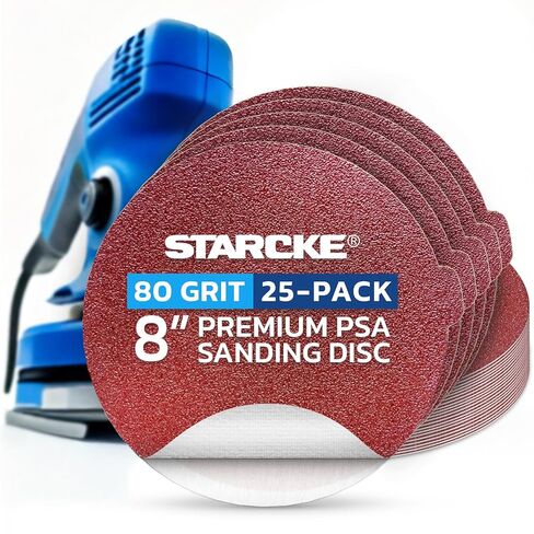 Premium 8 Inch PSA Sanding Discs - Aluminum Oxide Self Adhesive Sticky Back - for Wood & Metal (10 Pack, 36 Grit) in Saudi Arabia