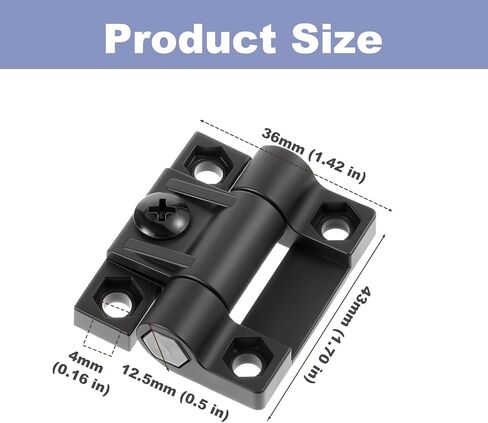 10 Piece Adjustable Torque Hinge 43mmx36mm 4 Countersunk Holes Black Plastic Position Control Hinges Black Door Hinges for Door in Kuwait