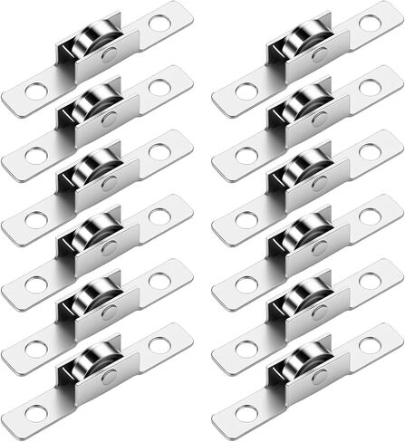 12 Pack 3/8 inch Push-Pull Sliding Window Roller Metal Wheels, Sliding Door Axles Window Pulley Universal Windows Pulley Single Rollers Wheel for Cabinets, Doors, and Other DIY Work in Kuwait
