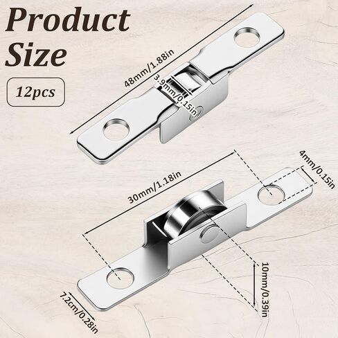12 Pack 3/8 inch Push-Pull Sliding Window Roller Metal Wheels, Sliding Door Axles Window Pulley Universal Windows Pulley Single Rollers Wheel for Cabinets, Doors, and Other DIY Work in Kuwait