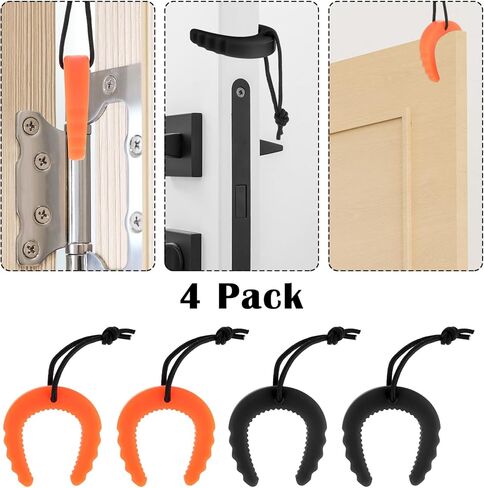 Rubber Door Stopper Wedge, 4 Pcs First Responder Door Stops Doors Pinch Guard Stops Doors Jam for Law Enforcement Police Emergency Medical Services Gear Firefighter Tools (Black & Orange) in Kuwait