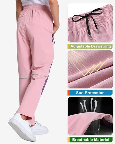 Boys Hiking Pants Kids Lightweight Outdoor Camping Pants Girls Quick Dry Waterproof Trousers with Zipper Pockets in Saudi Arabia