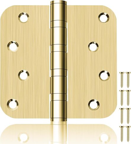 3 Pack 4" Heavy Duty Door Hinges with 5/8'' Radius Corner, 4in x 4in Stainless Steel Door Hinges for Exterior & Interior Doors, Smooth and Quiet (Brass) in Kuwait
