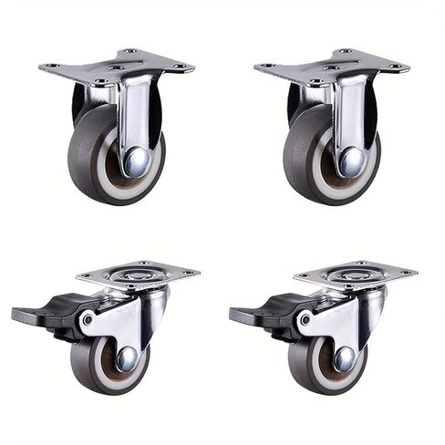 3 Inch Flat Bottom Rubber Wheels Directional Swivel Brake Heavy-Duty Furniture Casters 4Pcs(2 Fixed 2 Brake) in Saudi Arabia