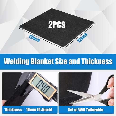 WISSCOOL 2pack 10mm سميكة 12x12 بوصة بطانية لحام مقاومة للحريق، 10mm سميكة لحام حصيرة مقاومة للحريق الكربون ورأى القماش لهب النسيج وسادة حامية لحام حفرة النار المدخن in Kuwait