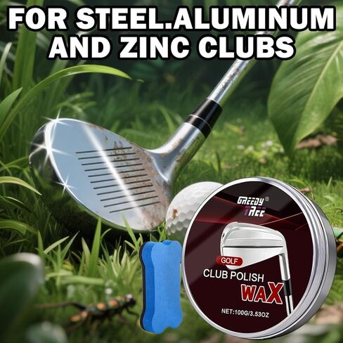 Golf Club Polish Kit & Golf Club Head and Groove Cleaner Kit - Removes Rust, Oxidation & Dirt - 3.53 oz Non-Abrasive Long Lasting Metal Polishing Paste for Aluminum, Chrome & Steel, with Sponge Pad in Kuwait