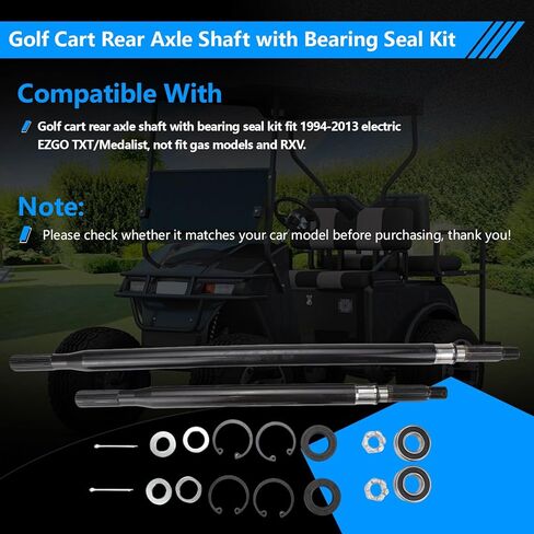 Golf Cart Rear Axle Shaft with Bearing Seal Kit Compatible With 1994-2013 EZGO TXTMedalist Electric Models,For E-Z-GO Driver Side and Passenger Side Splined Axle Shaft,OEM Replace#20377-G12, 20377-G11 in Kuwait