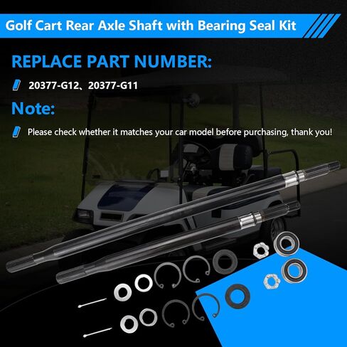 Golf Cart Rear Axle Shaft with Bearing Seal Kit Compatible With 1994-2013 EZGO TXTMedalist Electric Models,For E-Z-GO Driver Side and Passenger Side Splined Axle Shaft,OEM Replace#20377-G12, 20377-G11 in Kuwait