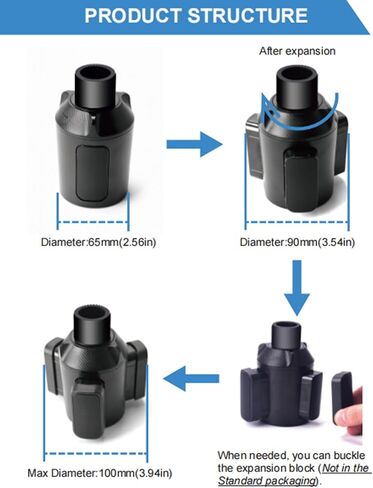 Universal Golf Cart Cup Holder Expander, Adjustable Base & Holder for 1lb Tank, Various Sized Water Bottles & Tumblers, Compatible with EZGO, Club Car, Yamaha, Golf Cart Accessories in Kuwait