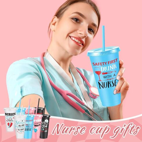 Uiifan 24 Pcs Nurse Week Gifts Bulk 2026 Nurse Appreciation 24 oz Reusable Tumbler with Lid and Straw for Ot Month Thank You Practitioner Graduation Gift (Classic) in Saudi Arabia