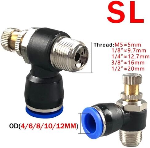 20Pcs Pneumatic Air Connector Fitting PC PCF PL SL 4mm 6mm 8mm Thread 1/8 1/4 3/8 1/2 Hose Fittings Pipe Quick Connectors(12-02,PCF (20PCS)) Plumbing Fittings in Kuwait