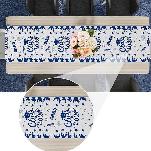 Class of 2026 Graduation Table Runner - Congrats Grad Decoration for Home Classroom Dinning Kitchen Table - Graduation Party Celebration Supplies(Blue) - A07 in Saudi Arabia