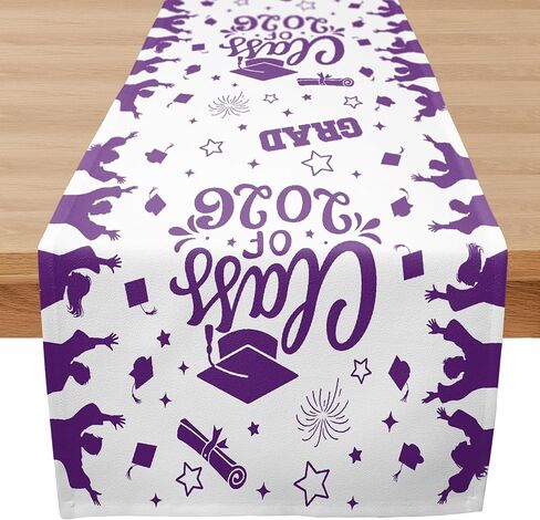 Class of 2026 Graduation Table Runner - Congrats Grad Decoration for Home Classroom Dinning Kitchen Table - Graduation Party Celebration Supplies(Blue) - A07 in Saudi Arabia