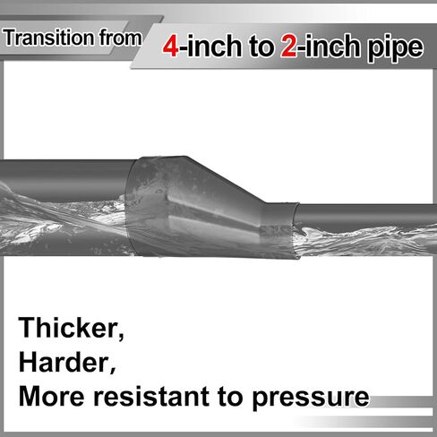 Pushglossy 4" X 2" PVC Pipe Fitting Schedule 40 Compatible with 429-E Series Eccentric Reducer Coupling Suitable for High-flow Capacity, Plumbing, Irrigation, Pool, Spa, Dark Grey in Kuwait