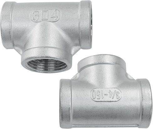 Murtenze 3/4" Tee - 3 Way Threaded Tee 304 Stainless Steel, Cast Hose Pipe Fittings, Thread Adapter for Gas, Oil(Pack of 2) in Kuwait
