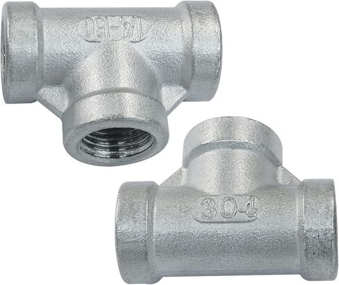 Murtenze 3/4" Tee - 3 Way Threaded Tee 304 Stainless Steel, Cast Hose Pipe Fittings, Thread Adapter for Gas, Oil(Pack of 2) in Saudi Arabia