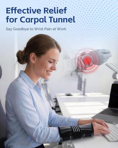 FEATOL Lightweight Carpal Tunnel Wrist Brace for Daily Work, 7 inches Comfortable & Adjustable Night Support for Women Men, Hand Brace With Splint Pain Relief for Tendonitis, Sprains, Arthritis, Right Hand, Medium in Saudi Arabia