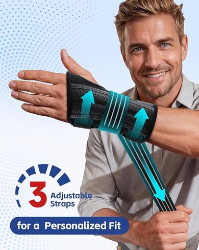 FEATOL Lightweight Carpal Tunnel Wrist Brace for Daily Work, 7 inches Comfortable & Adjustable Night Support for Women Men, Hand Brace With Splint Pain Relief for Tendonitis, Sprains, Arthritis, Right Hand, Medium in Saudi Arabia