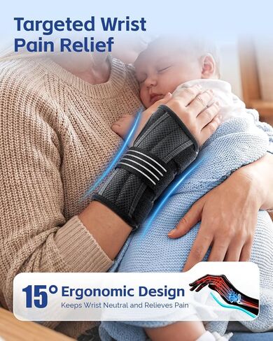 FEATOL Lightweight Carpal Tunnel Wrist Brace for Daily Work, 7 inches Comfortable & Adjustable Night Support for Women Men, Hand Brace With Splint Pain Relief for Tendonitis, Sprains, Arthritis, Right Hand, Medium in Saudi Arabia