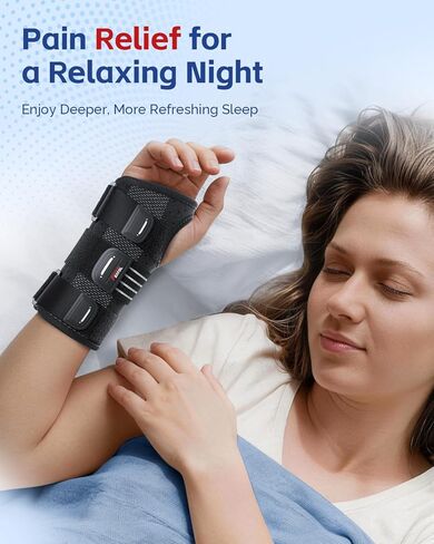 FEATOL Lightweight Carpal Tunnel Wrist Brace for Daily Work, 7 inches Comfortable & Adjustable Night Support for Women Men, Hand Brace With Splint Pain Relief for Tendonitis, Sprains, Arthritis, Right Hand, Medium in Saudi Arabia