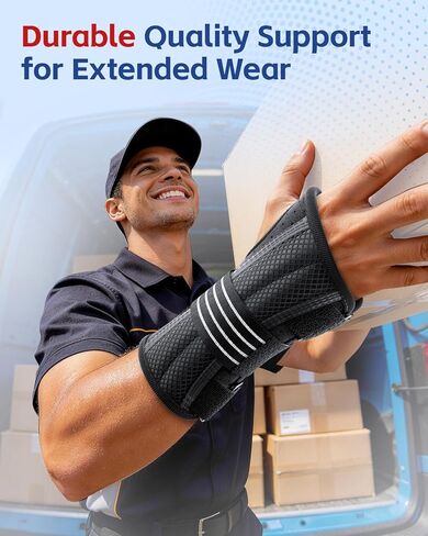 FEATOL Lightweight Carpal Tunnel Wrist Brace for Daily Work, 7 inches Comfortable & Adjustable Night Support for Women Men, Hand Brace With Splint Pain Relief for Tendonitis, Sprains, Arthritis, Right Hand, Medium in Saudi Arabia