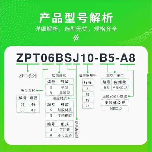 1Pcs Industrial Vacuum Pad Suction Cup ZPT06/08BNK/BSK/BNJ/BSJ6/10/15/25-B5-A8 Pneumatic Buffer Fittings(ZPT06BNJ10-B5-A8) in Saudi Arabia