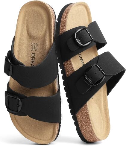 DREAM PAIRS Arch Support Genuine Footbed Summer Sandals | Breathable Genuine Leather Footbed with ArchFrame Dual Midsole, Double Adjustable Buckle Straps for beach, casual walking in Saudi Arabia