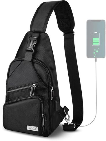حقيبة كتف AMJ Crossbody للرجال، حقيبة ظهر كاجوال للكتف، حقيبة نهارية على الصدر للمشي لمسافات طويلة والسفر in Kuwait