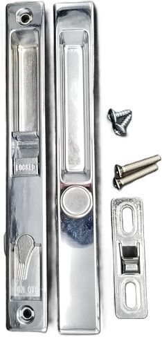 Sliding Glass Patio Door Handle Set, Flush Mount, Non-Keyed, 6-5/8" Screw Holes | Sliding Door Handle Replacement Hardware Repair Fix Sliding Door (White) in Saudi Arabia