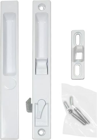Sliding Glass Patio Door Handle Set, Flush Mount, Non-Keyed, 6-5/8" Screw Holes | Sliding Door Handle Replacement Hardware Repair Fix Sliding Door (White) in Saudi Arabia