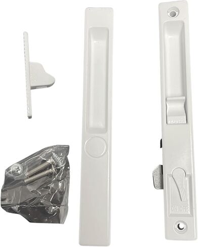 Sliding Glass Patio Door Handle Set, Flush Mount, Non-Keyed, 6-5/8" Screw Holes | Sliding Door Handle Replacement Hardware Repair Fix Sliding Door (White) in Saudi Arabia