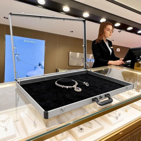 Portable Trade Show Display Case 32"x22" Aluminum Polycarbonate Showcase with Lock - Large Table Top Sports Card Display Case for Jewelry, Trading Cards & Collectibles in Kuwait