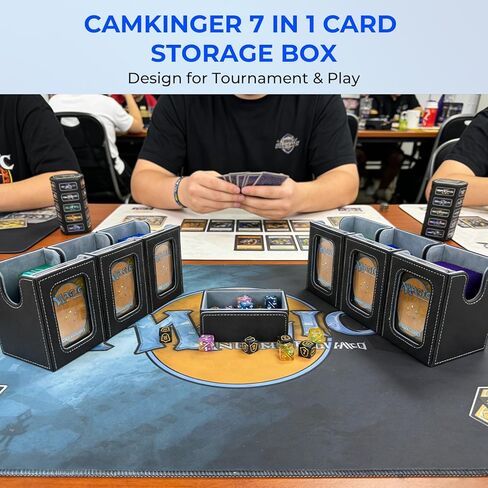 صندوق سطح السفينة مع مقبض، صندوق تخزين بطاقات التداول لـ MTG/TCG/Toploaders. صندوق سطح السفينة 7 في 1 MTG مع 6 حاملات بطاقات مغناطيسية، 6 سدادات، 10 فواصل ملونة. (أسود ورمادي، 7 في 1) in Kuwait