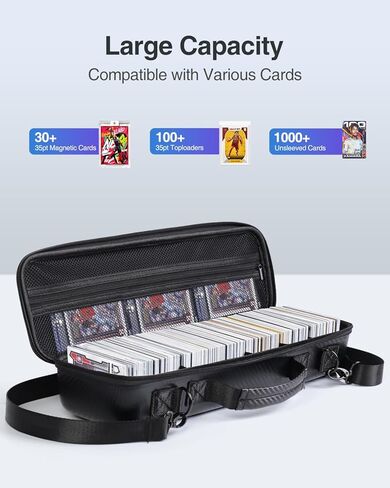 Luxtude Card Carrying Case with 4 Dividers, Travel Trading Card Storage Case, Portable Sports Cards Carrying Cases, Toploader Storage Box for Pokemon, MTG, TCG, Cards Against Humanity and Game Cards in Kuwait
