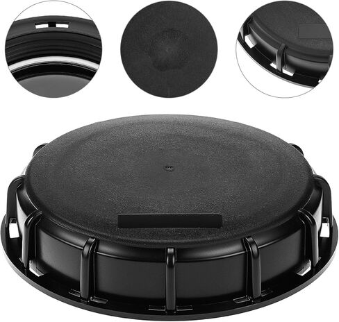 QWORK Black 6" Solid Cap Compatible with Mauser IBC Tote - High Density Polyethylene (HDPE) - Industrial-Grade Secure Seal - Resistant to Impact and Harsh Chemicals in Kuwait