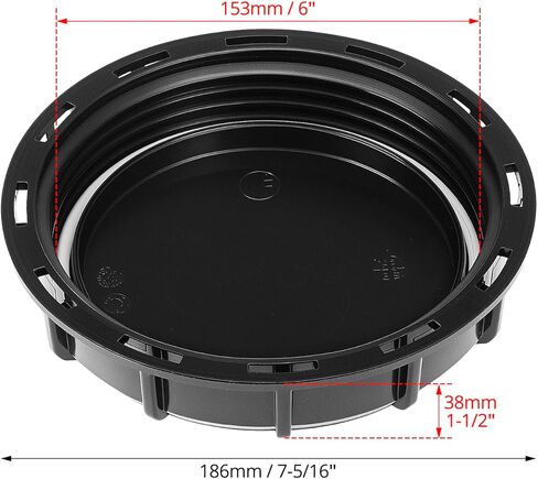 QWORK Black 6" Solid Cap Compatible with Mauser IBC Tote - High Density Polyethylene (HDPE) - Industrial-Grade Secure Seal - Resistant to Impact and Harsh Chemicals in Kuwait