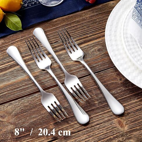 KEAWELL Premium Fine Verona 4-Piece 8 inch Fork Set – 18/10 Stainless Steel, Heavy-Duty Mirror-Finished Flatware for Elegant Everyday Dining and Entertaining (4, Dinner Forks) in Saudi Arabia