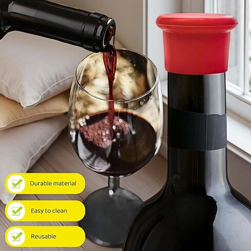 8-Pack Vibrant Silicone Wine Stoppers - Reusable, Airtight Champagne & Beer Bottle Sealer - Leakproof Beverage Savers for Wine, Sparkling Drinks, Soda (Multi-Color) in Kuwait