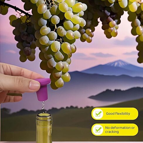 8-Pack Vibrant Silicone Wine Stoppers - Reusable, Airtight Champagne & Beer Bottle Sealer - Leakproof Beverage Savers for Wine, Sparkling Drinks, Soda (Multi-Color) in Kuwait