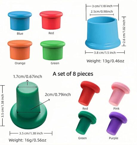 8-Pack Vibrant Silicone Wine Stoppers - Reusable, Airtight Champagne & Beer Bottle Sealer - Leakproof Beverage Savers for Wine, Sparkling Drinks, Soda (Multi-Color) in Kuwait