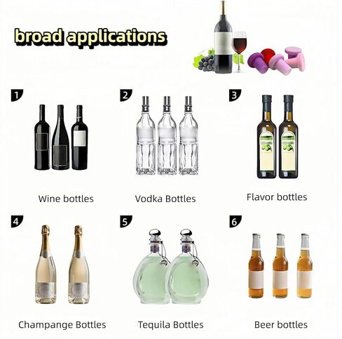 8-Pack Vibrant Silicone Wine Stoppers - Reusable, Airtight Champagne & Beer Bottle Sealer - Leakproof Beverage Savers for Wine, Sparkling Drinks, Soda (Multi-Color) in Kuwait