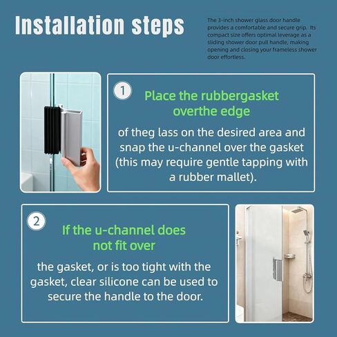 3 Inch Shower Glass Door Handle, Universal Square Replacement Handles for Shower Door Handle, Fits Frameless Sliding Swing Tub Enclosure Glass Door Thickness in Kuwait