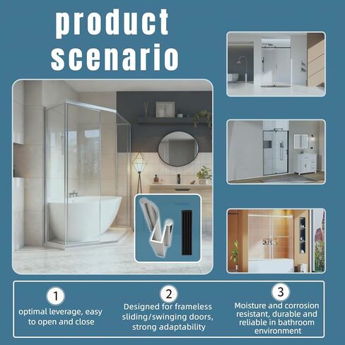 3 Inch Shower Glass Door Handle, Universal Square Replacement Handles for Shower Door Handle, Fits Frameless Sliding Swing Tub Enclosure Glass Door Thickness in Kuwait