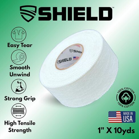 SHIELD 1 Inch Athletic Tape – Precision Tape 12 Pack – Strong Cotton, No Residue – Made in USA – Rigid Sports Wrap for Fingers, Thumbs, Toes, First Aid, Training in Saudi Arabia