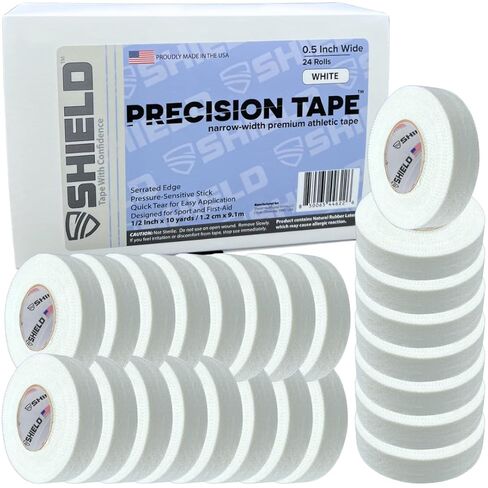 SHIELD 1 Inch Athletic Tape – Precision Tape 12 Pack – Strong Cotton, No Residue – Made in USA – Rigid Sports Wrap for Fingers, Thumbs, Toes, First Aid, Training in Saudi Arabia