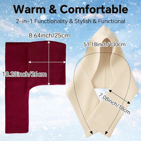 3 Pcs Winter Knitted Hooded Scarf for Women Long Scarf Hat Warm Shawl Wrap Head Scarves for Cold Weather Outdoor in Saudi Arabia